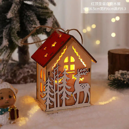Nordic Style LED Wooden House Christmas Decor Piece