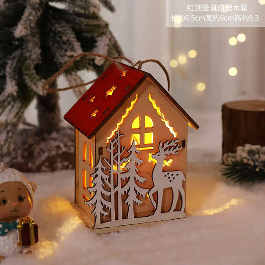 Nordic Style LED Wooden House Christmas Decor Piece