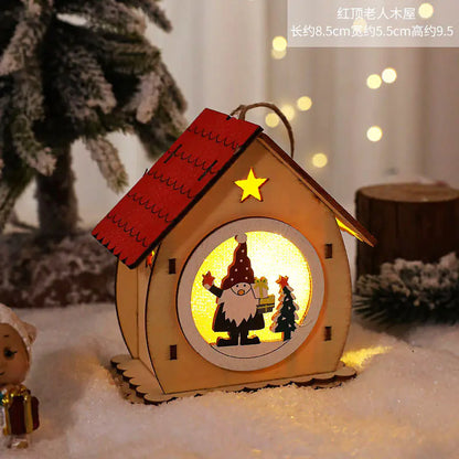 Nordic Style LED Wooden House Christmas Decor Piece