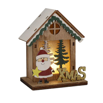 Nordic Style LED Wooden House Christmas Decor Piece