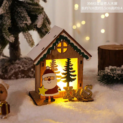 Nordic Style LED Wooden House Christmas Decor Piece