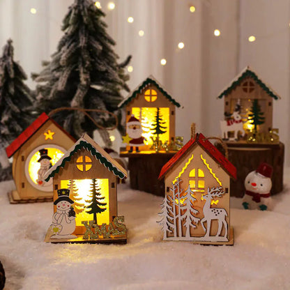 Nordic Style LED Wooden House Christmas Decor Piece
